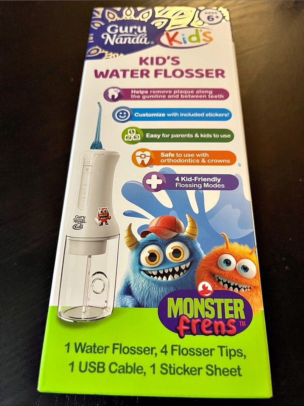 GuruNanda Kids Water Flosser White & Green